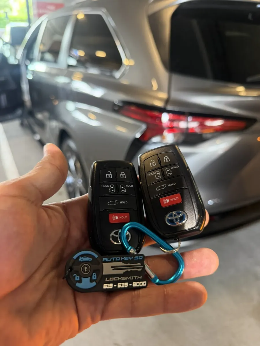 Two Toyota Sienna smart keys in a Mission Valley parking garage