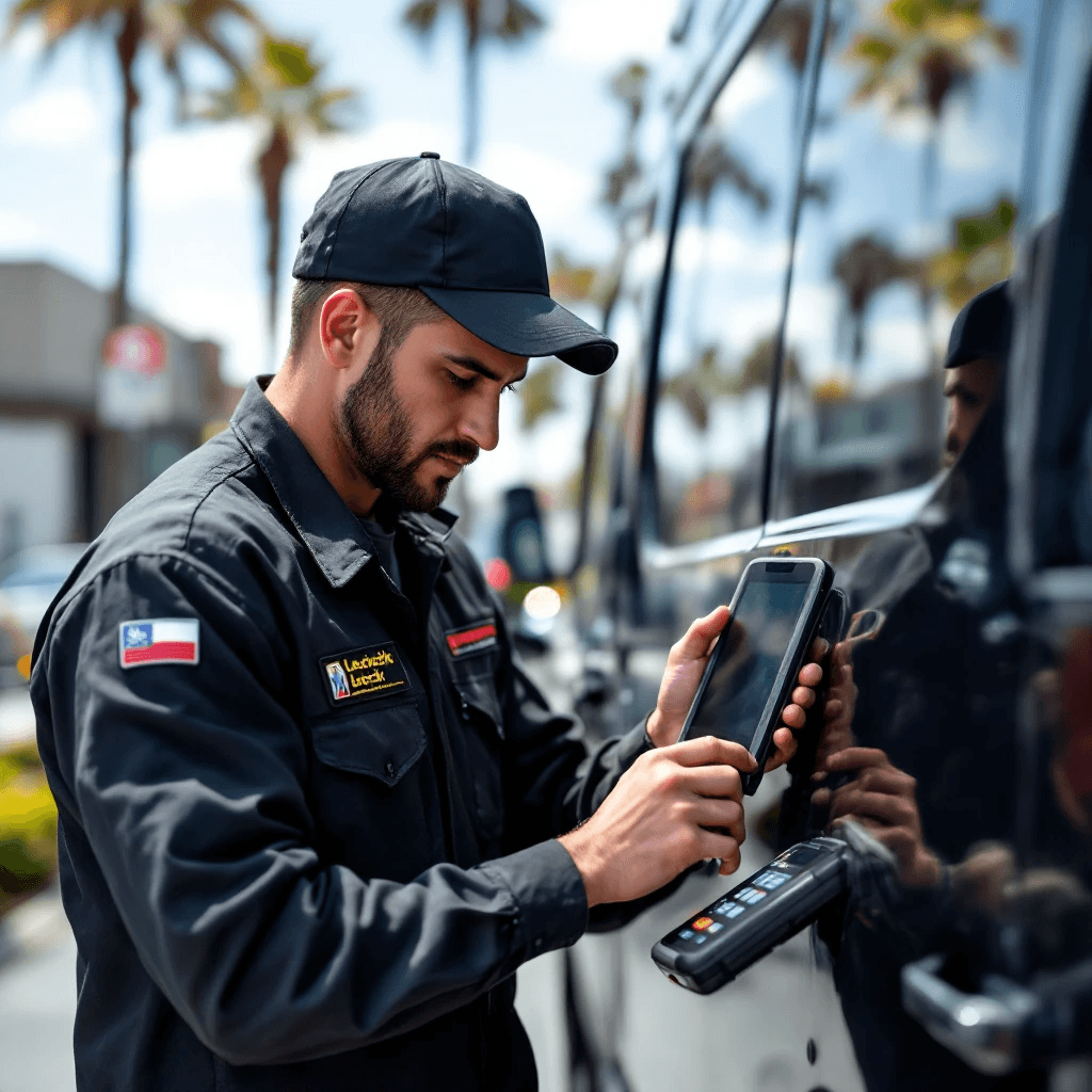 Professional mobile automotive locksmith technician providing service in San Diego