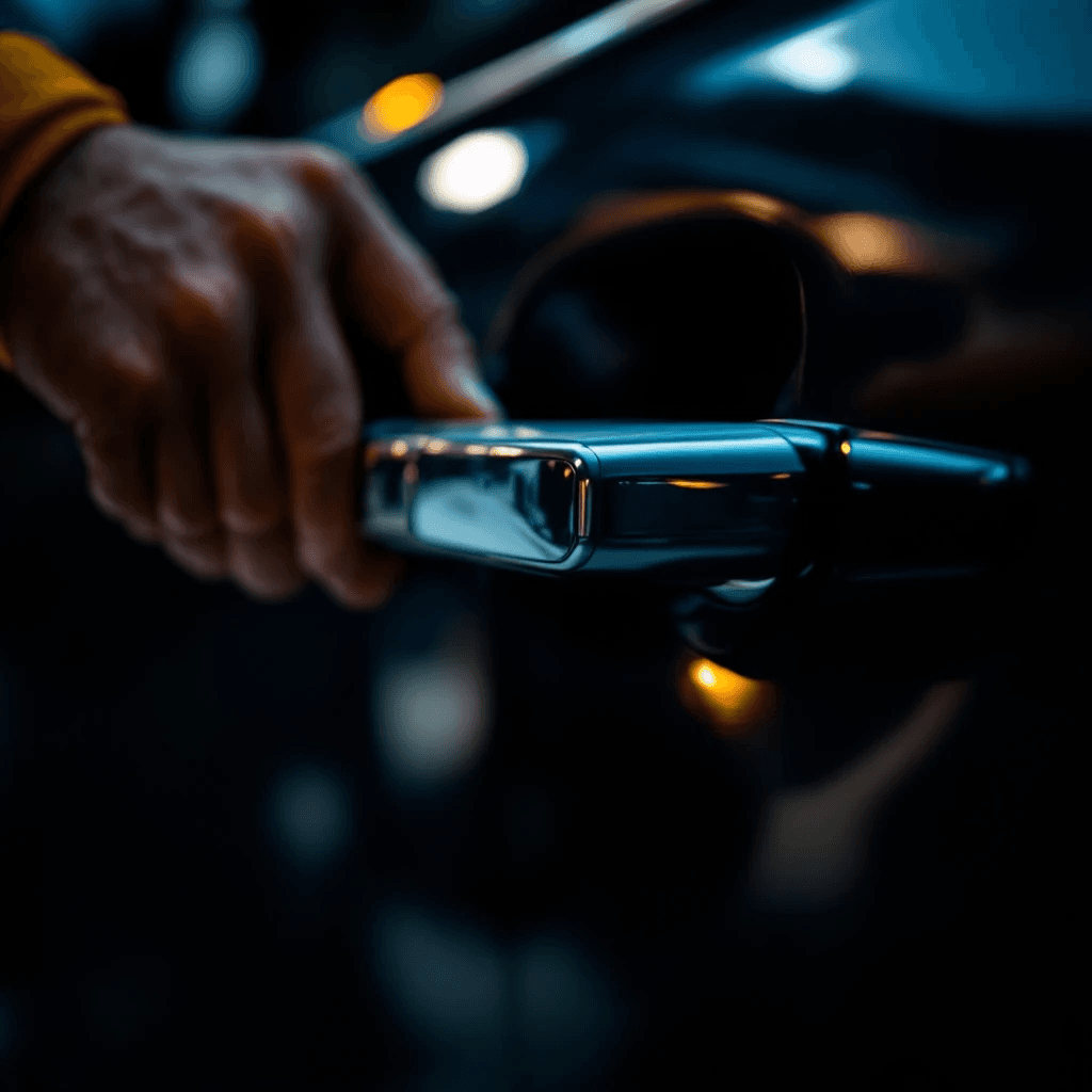 Locksmith cutting duplicate car key on professional key machine