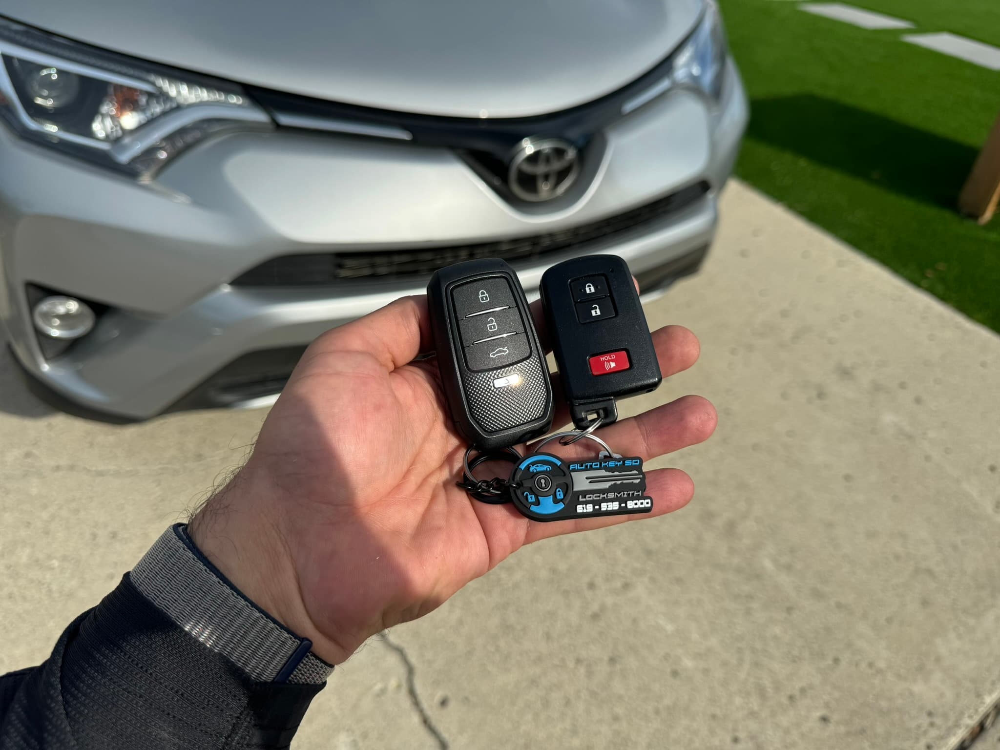 Toyota key fobs completed by Auto Key SD; illustration of key types, not a stolen-key job
